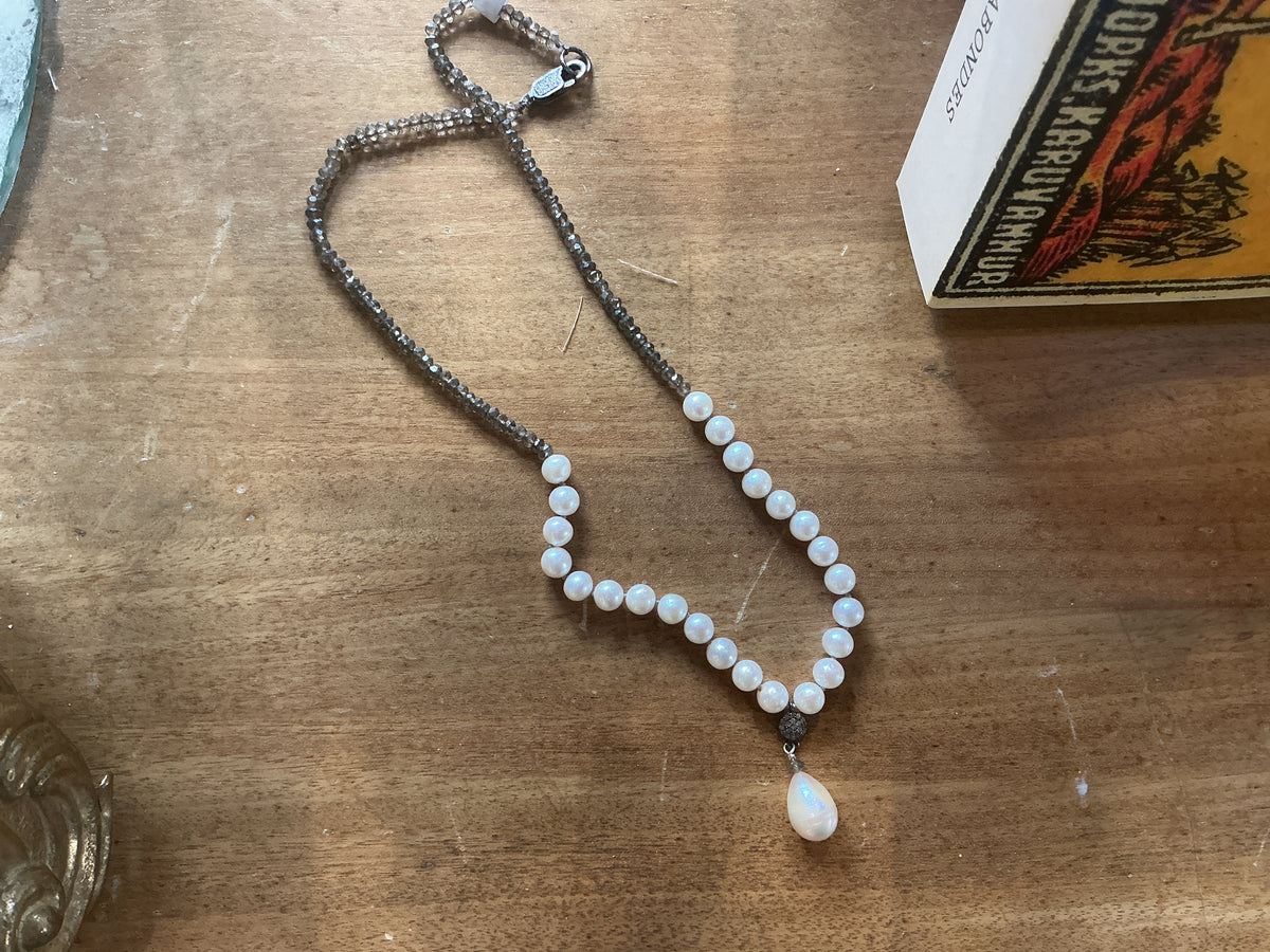 Magic Labradorite and Pearl Necklace