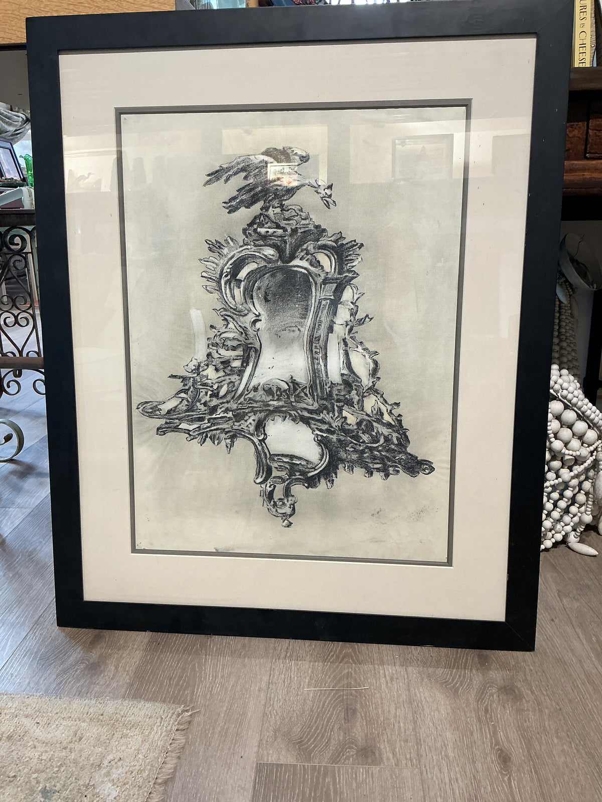 Girandole, Graphite Drawing, Framed