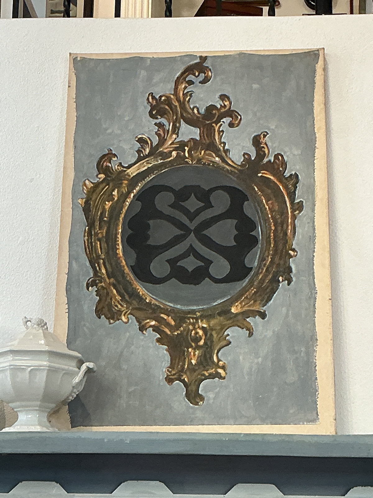 French Blue Rococo Mirror