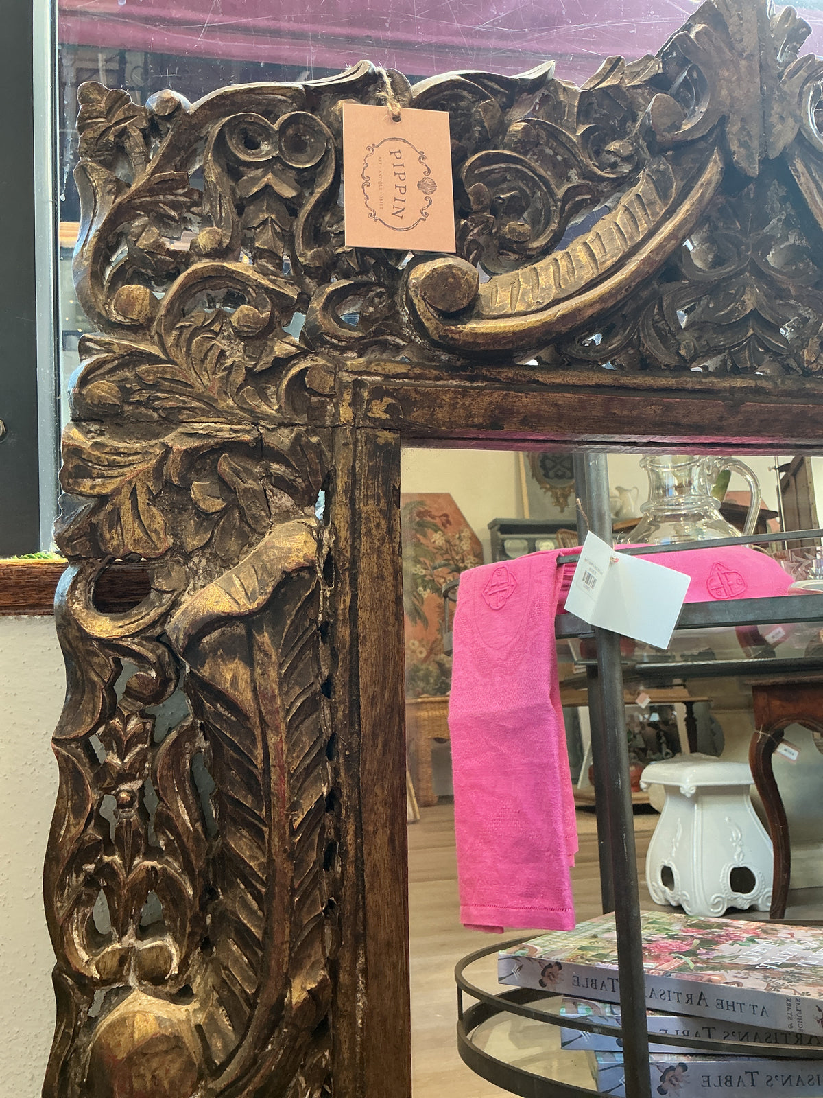 Vintage Carved Wood Mirror