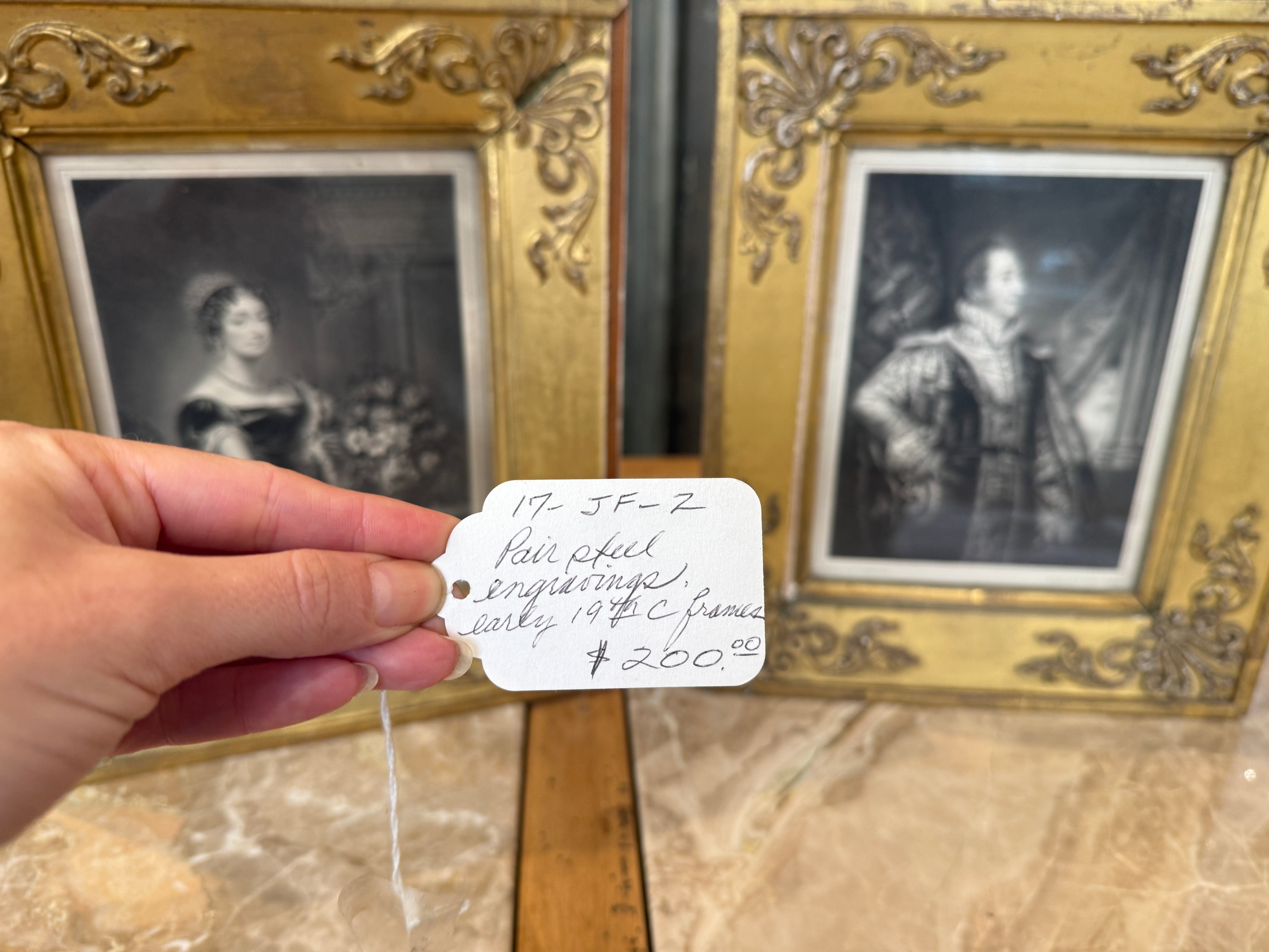 Pair of Early 19th-C. Gilt Frames w/Steel Engravings